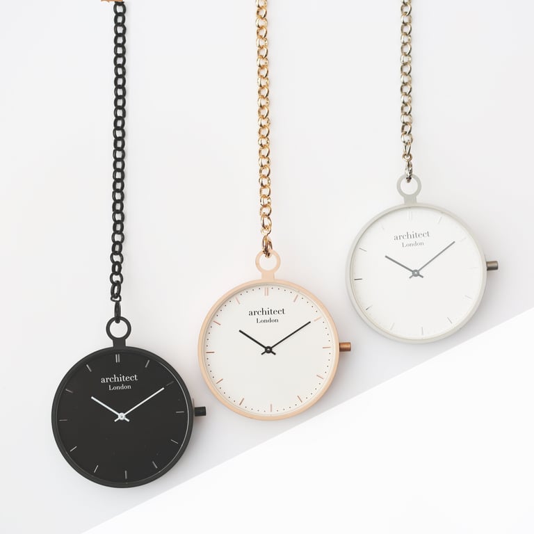 Modern Engraved Pocket Watch - Swiss Movement, Sapphire Glass, Brushed Stainless Steel