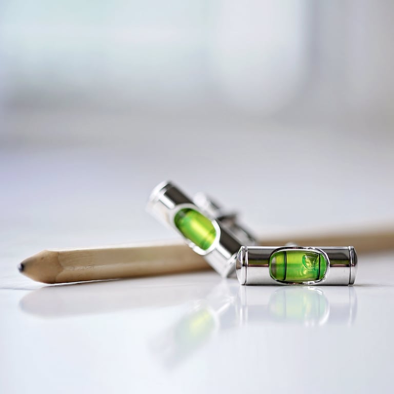Spirit Level Cufflinks - Personalised, Liquid Filled, Engraved Box Gift for Builders & Home Handymen