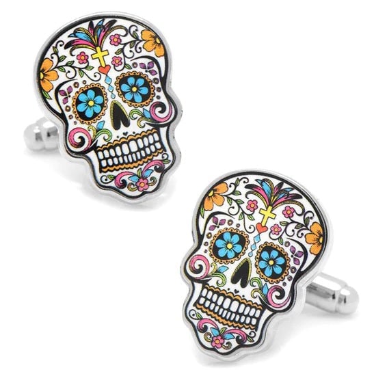 Vibrant Skull Cufflinks - Personalised Engraved Luxury Box Set