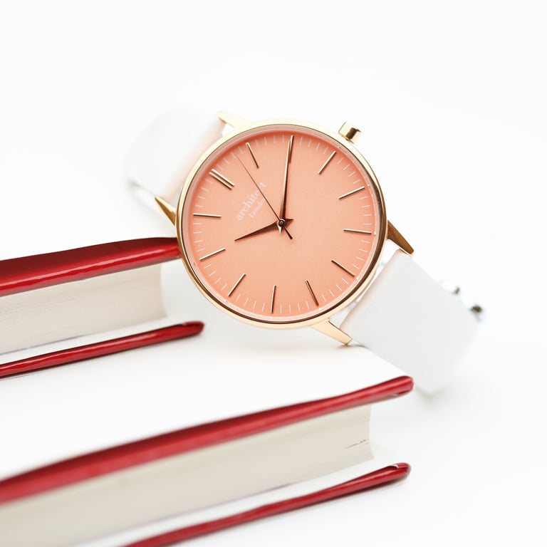 Architct Coral Personalised Ladies Watch - Handwriting Engraving & Leather Strap