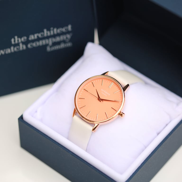 Architct Coral Personalised Ladies Watch - Handwriting Engraving & Leather Strap