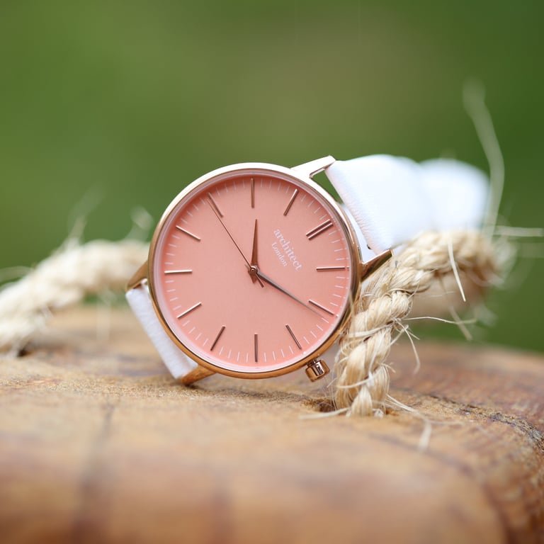 Architct Coral Personalised Ladies Watch - Handwriting Engraving & Leather Strap