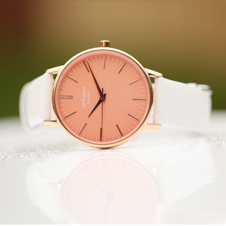 Architct Coral Personalised Ladies Watch - Handwriting Engraving & Leather Strap