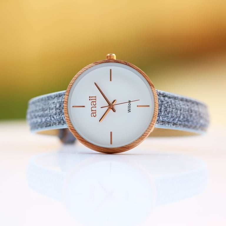 Personalised Anaii Lake Blue Engraved Stainless Steel Watch for Women