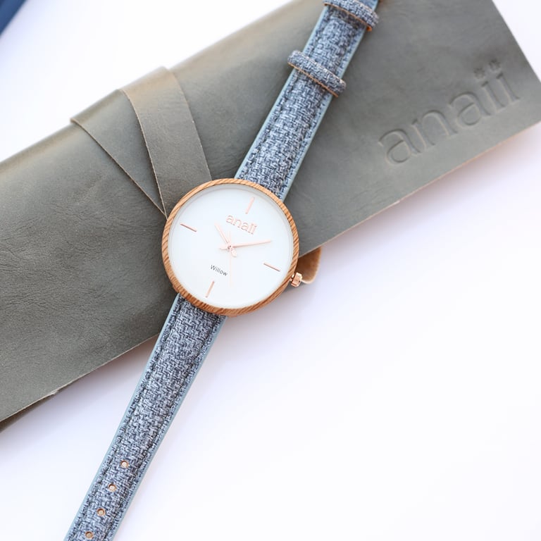 Personalised Anaii Lake Blue Engraved Stainless Steel Watch for Women