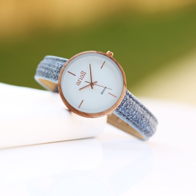 Personalised Handwriting Engraving Anaii Lake Blue Watch - Customised for Her