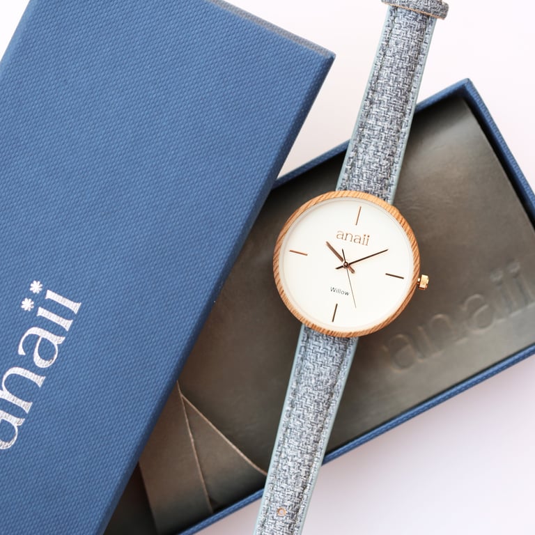 Personalised Handwriting Engraving Anaii Lake Blue Watch - Customised for Her