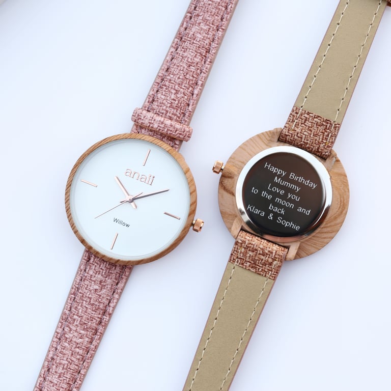 Personalised Anaii Sweet Pink Watch - Engraved Modern Design for Her