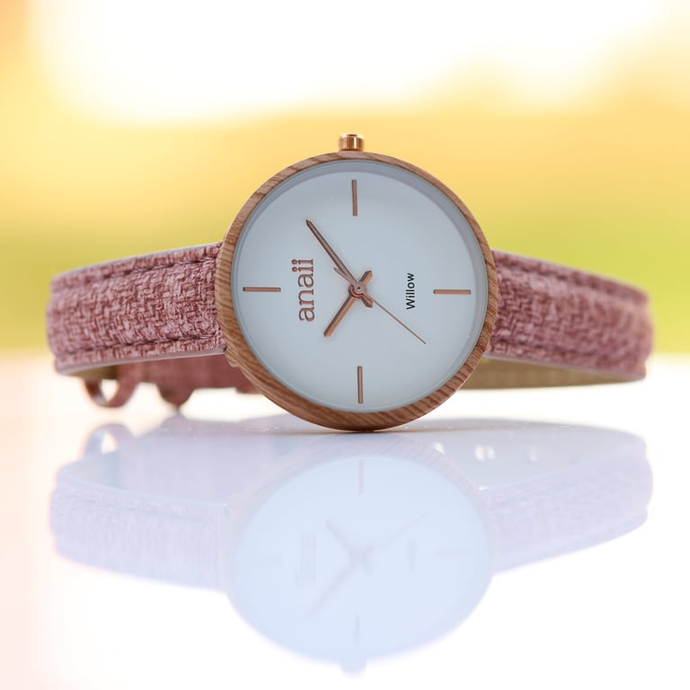 Anaii Handwriting Engraved Sweet Pink Personalized Watch - Minimalist Quartz Timepiece