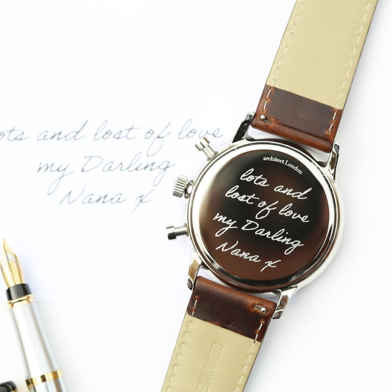 Personalized Architect Motivator Watch - Handwriting Engraving Green Chronograph Strap