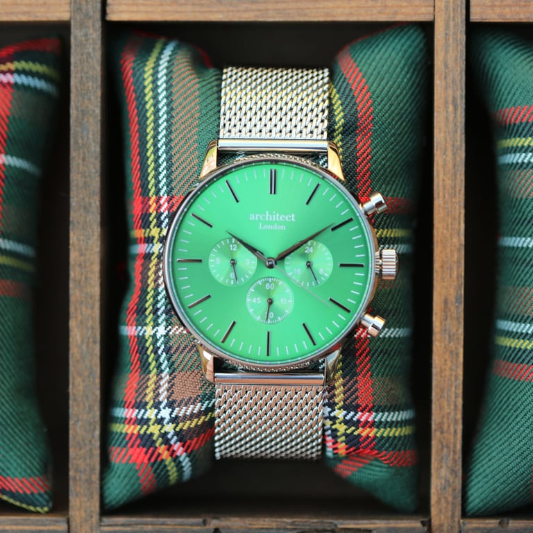 Architect Motivator Engraved Watch - Personalised Chronograph Timepiece in Envy Green Stainless Steel