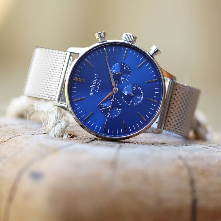 Men s Architect Motivator Engraved Deep-space Blue Chronograph Watch