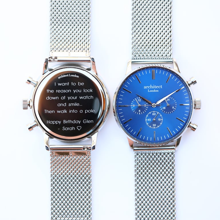 Men s Architect Motivator Engraved Deep-space Blue Chronograph Watch