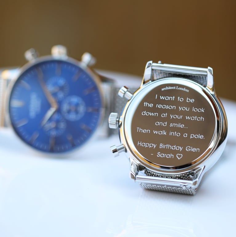 Men s Architect Motivator Engraved Deep-space Blue Chronograph Watch