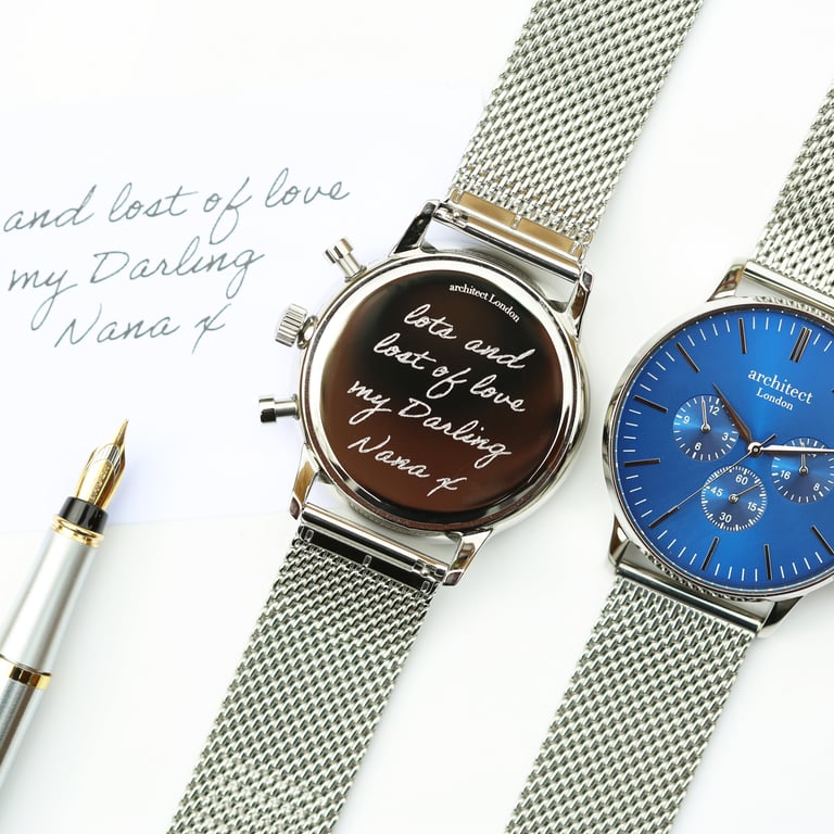 Personalized Architect Motivator Watch - Deep-Space Blue Stainless Steel Chronograph Engraving