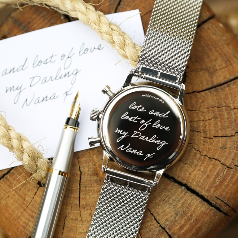 Personalized Architect Motivator Watch - Deep-Space Blue Stainless Steel Chronograph Engraving