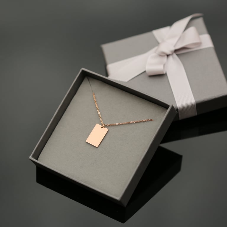 Personalised Dazzle Necklace - Modern Font Engraving in Silver, Gold & Rose Gold with Gift Box Included