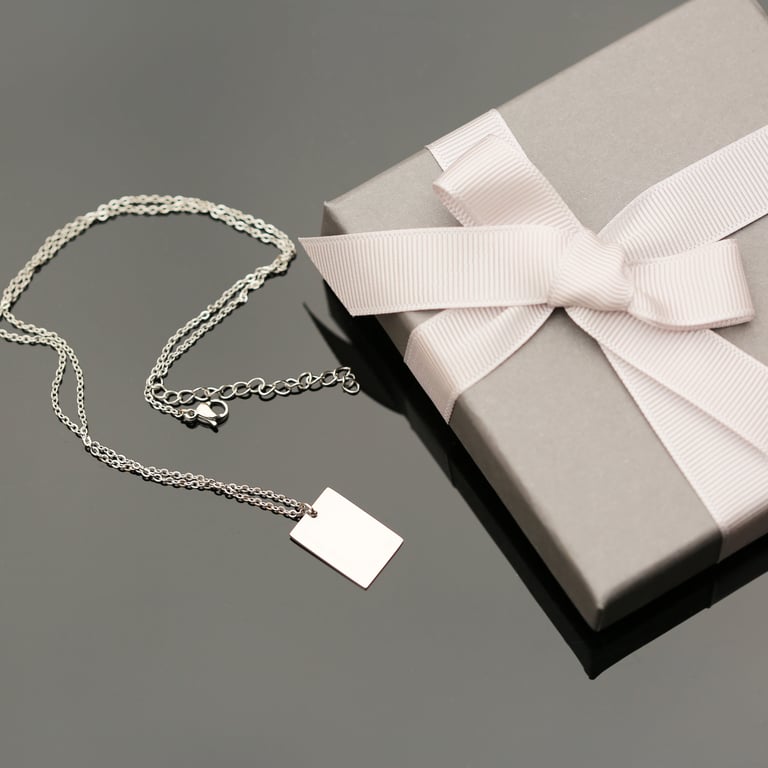 Personalised Dazzle Necklace - Modern Font Engraving in Silver, Gold & Rose Gold with Gift Box Included