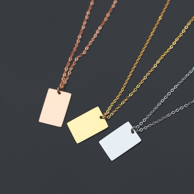 Personalised Dazzle Necklace - Modern Font Engraving in Silver, Gold & Rose Gold with Gift Box Included