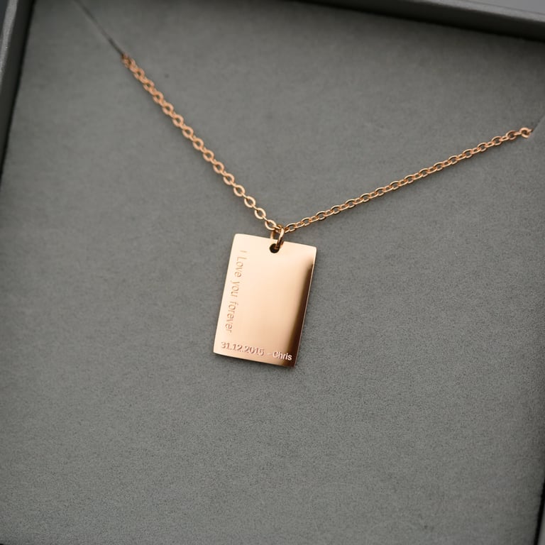 Personalised Dazzle Necklace - Modern Font Engraving in Silver, Gold & Rose Gold with Gift Box Included