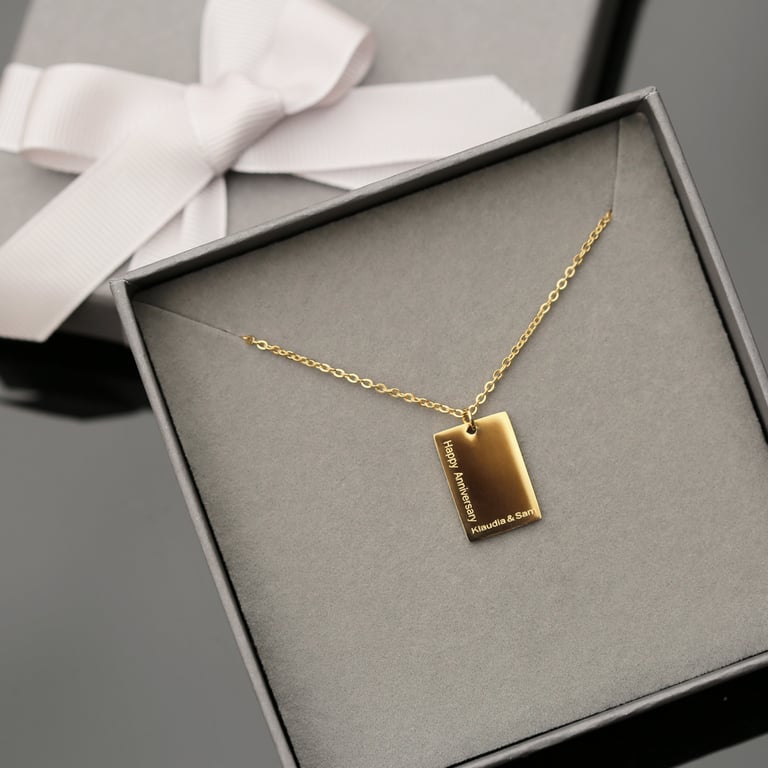 Personalised Dazzle Necklace - Modern Font Engraving in Silver, Gold & Rose Gold with Gift Box Included