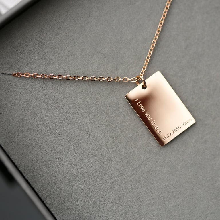 Personalised Dazzle Necklace - Modern Font Engraving in Silver, Gold & Rose Gold with Gift Box Included