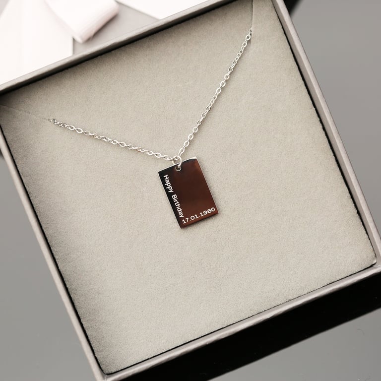 Personalised Dazzle Necklace - Modern Font Engraving in Silver, Gold & Rose Gold with Gift Box Included