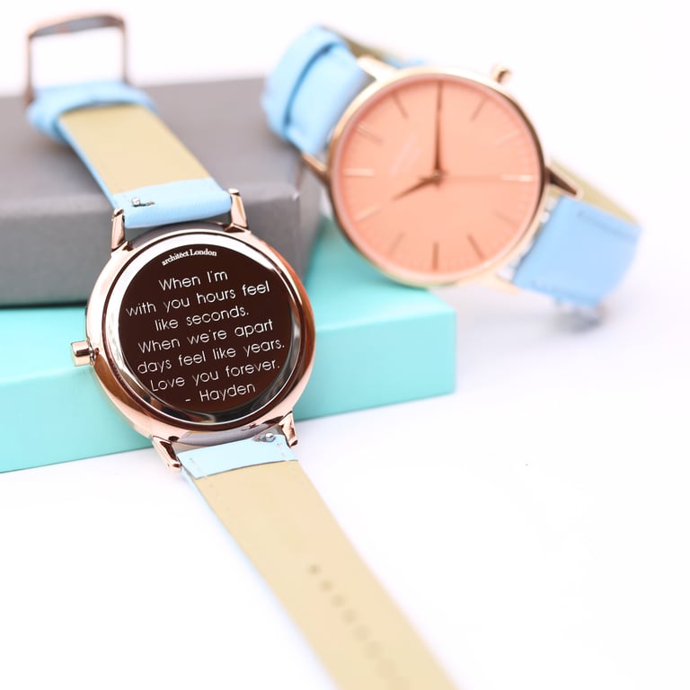 Architct Coral Ladies Watch - Personalised Engraving Light Blue Strap