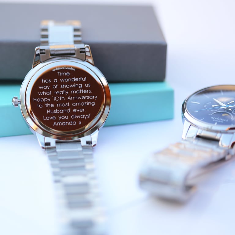 Architect Apollo Blue - Personalized Luxury Engraved Moonphase Watch
