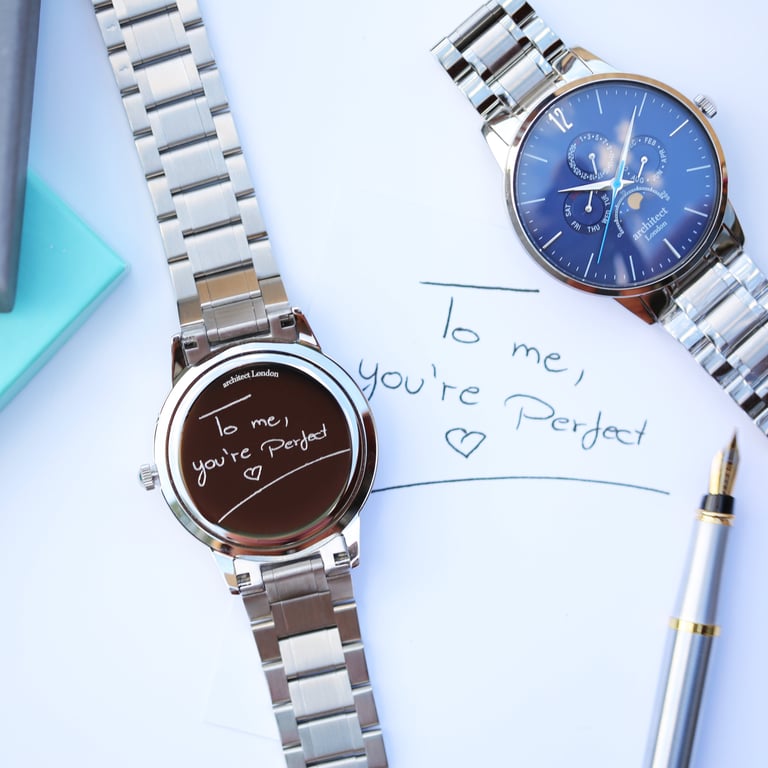 Architect Apollo Blue - Personalised Handwriting Men s Moonphase Watch