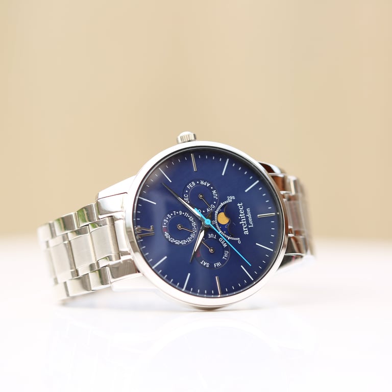 Architect Apollo Blue - Personalised Handwriting Men s Moonphase Watch
