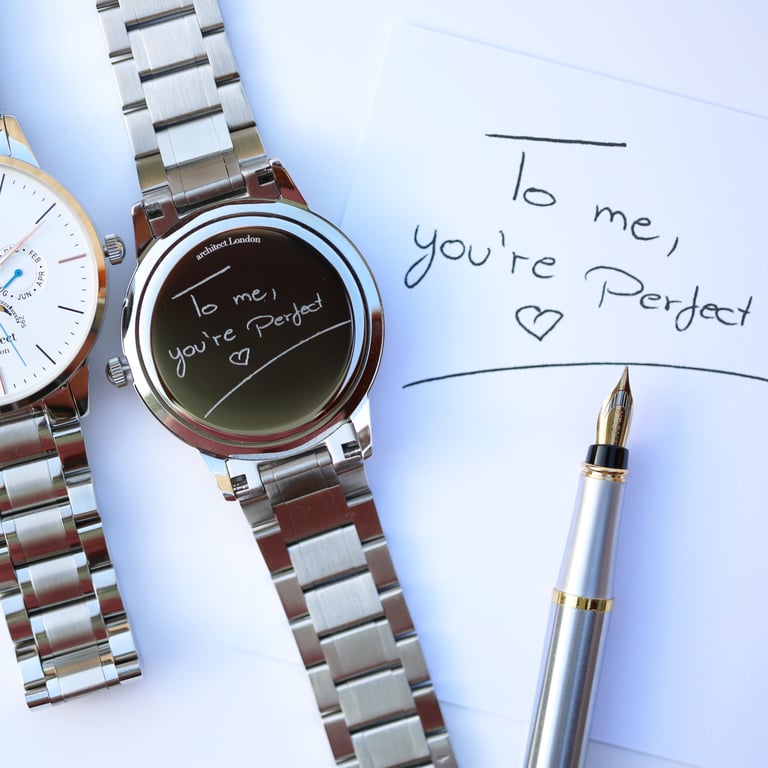 Architect Apollo White - Personalised Men s Moonphase Watch with Handwriting Engraving