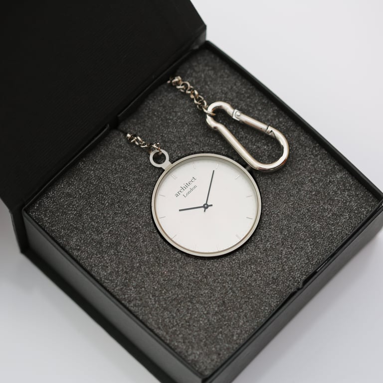 Modern Swiss Movement Sapphire Glass Engraved Pocket Watch