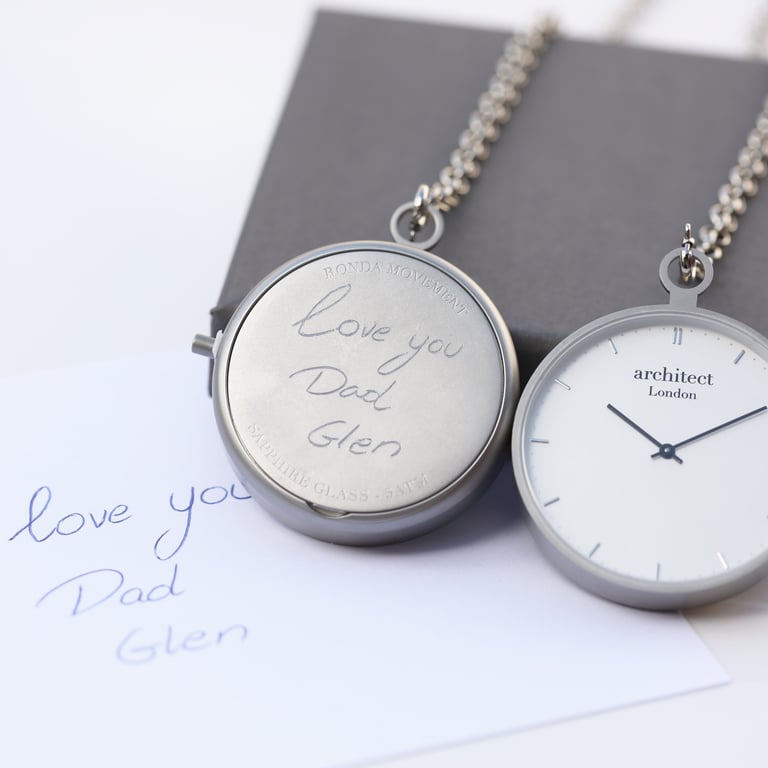 Swiss Modern Pocket Watch with Handwriting Engraving and Sapphire Glass - Luxury Gift