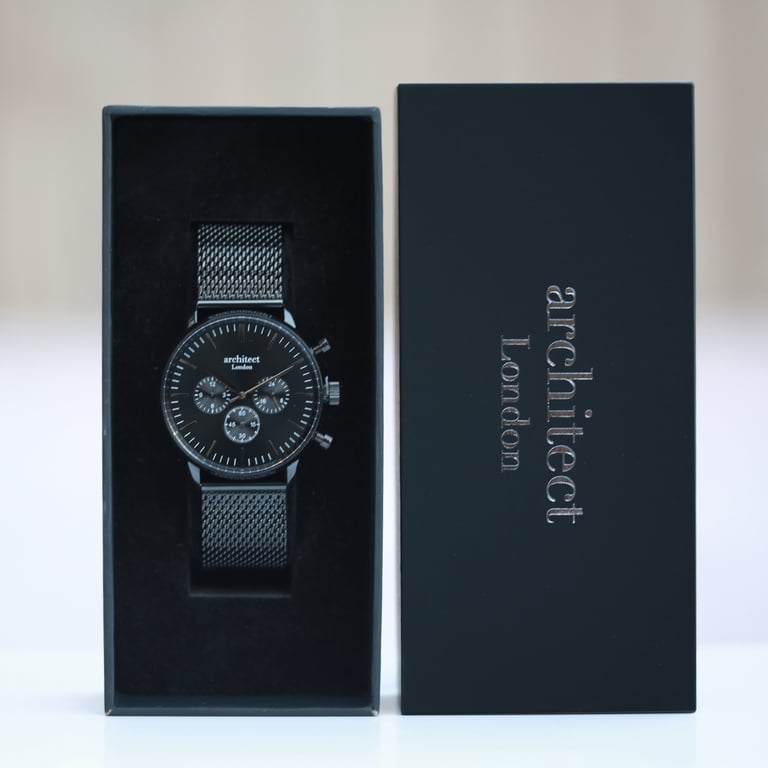 Personalized Architect Motivator Watch - Handwriting Engraved Chronograph Subdials