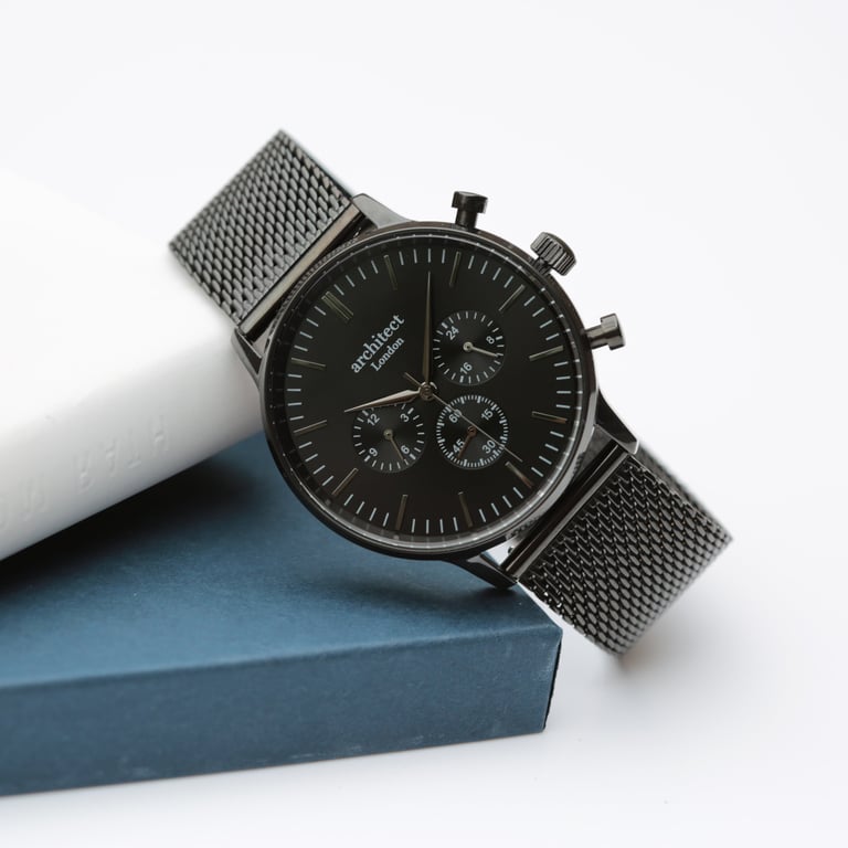 Personalized Architect Motivator Watch - Handwriting Engraved Chronograph Subdials
