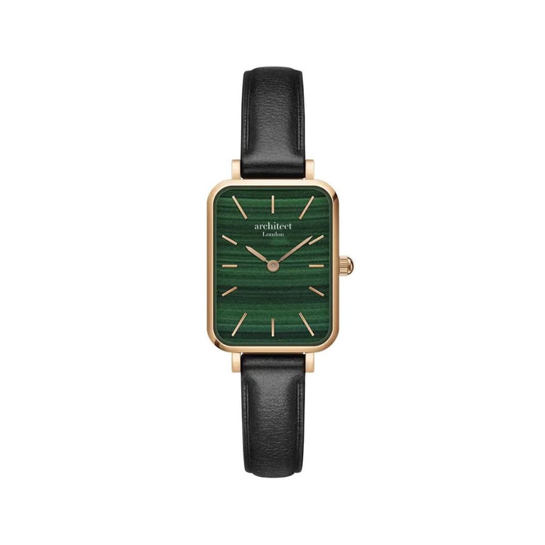 Ladies Architct Lille - Pine Green Engraved Quartz Watch with Stainless Steel Case and Leather Strap