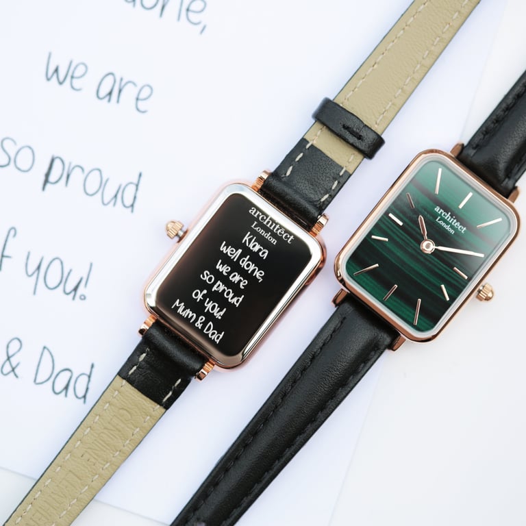 Architect Lille Personalised Ladies Watch - Handwriting Engraved, Pine Green