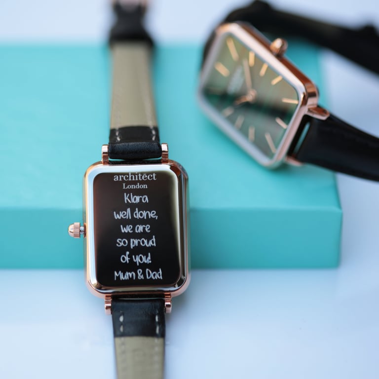 Architect Lille Personalised Ladies Watch - Handwriting Engraved, Pine Green