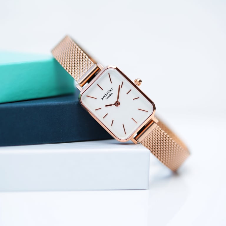 Ladies Architct Lille - Rose Gold Engraved Watch with Stainless Steel Case and Quartz Movement