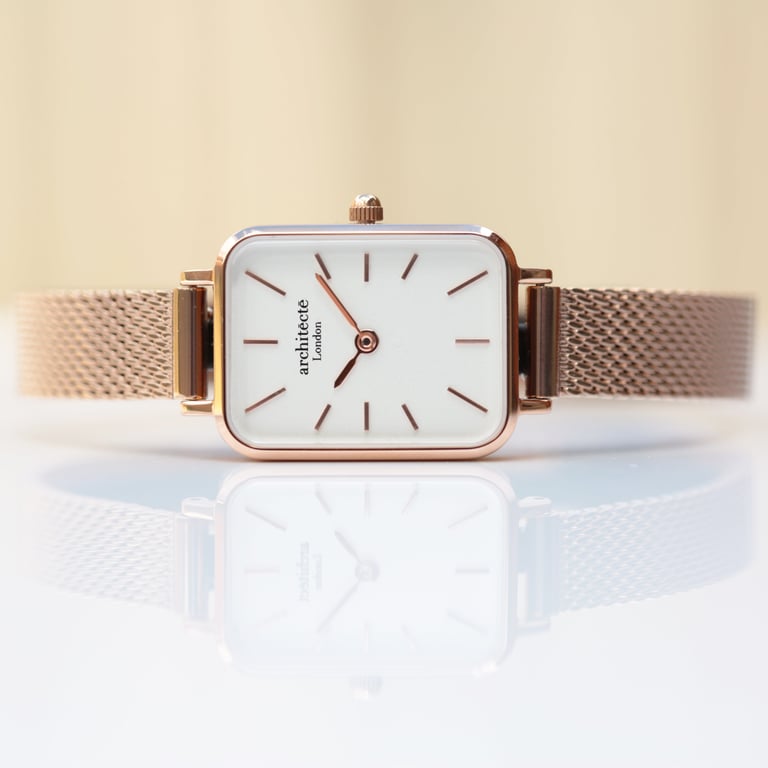 Ladies Architct Lille - Rose Gold Engraved Watch with Stainless Steel Case and Quartz Movement