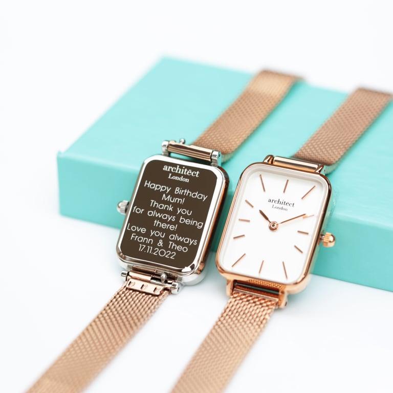 Ladies Architct Lille - Rose Gold Engraved Watch with Stainless Steel Case and Quartz Movement