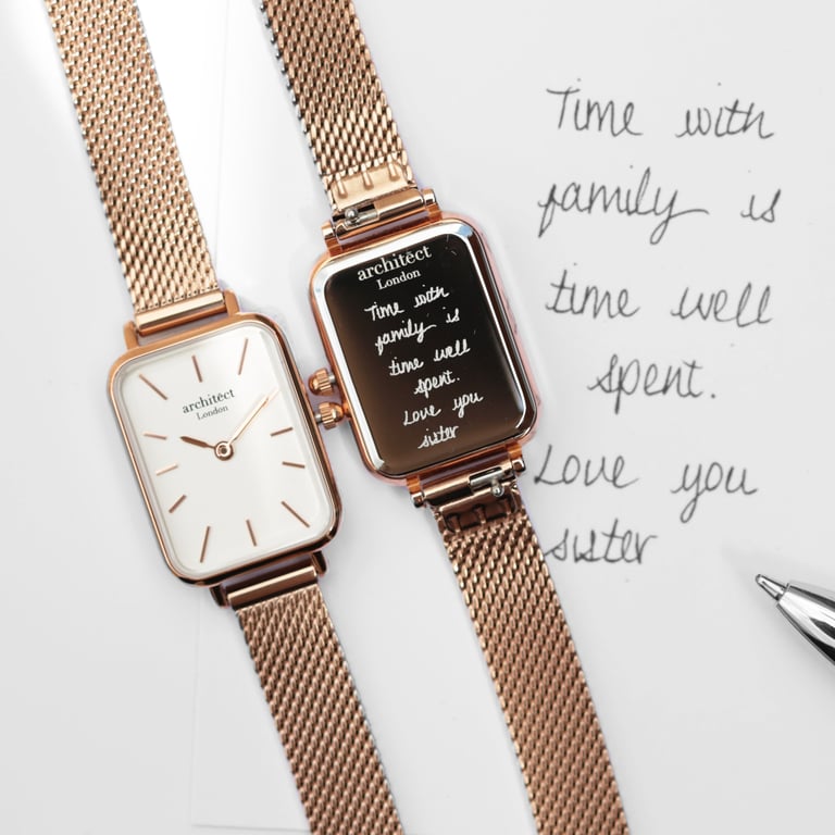 Architct Lille - Personalized Ladies Rose Gold Watch with Handwriting Engraving and Japanese Quartz Movement