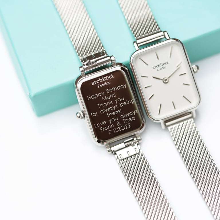 Architct Lille Ladies Watch - Cloud Silver with Modern Font Engraving and Stainless Steel Case