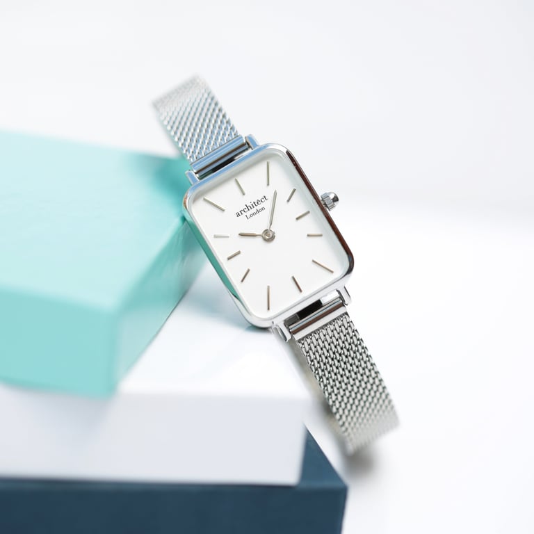 Architct Lille Ladies Watch - Cloud Silver with Modern Font Engraving and Stainless Steel Case