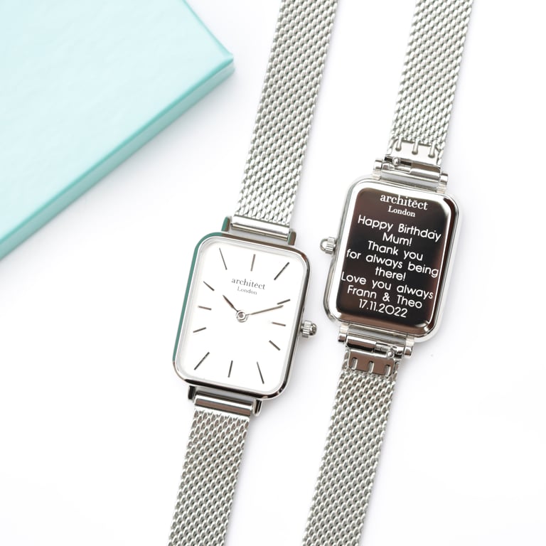 Architct Lille Ladies Watch - Cloud Silver with Modern Font Engraving and Stainless Steel Case