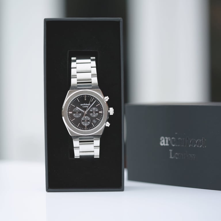 Architect Orbix Men s Personalised Chronograph Watch - Handwriting Engraving on Stainless Steel Casing