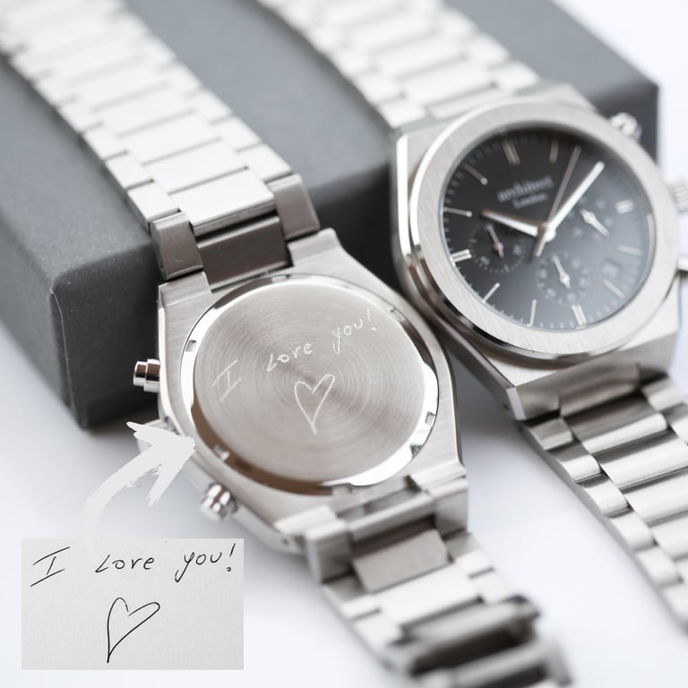 Architect Orbix Men s Personalised Chronograph Watch - Handwriting Engraving on Stainless Steel Casing
