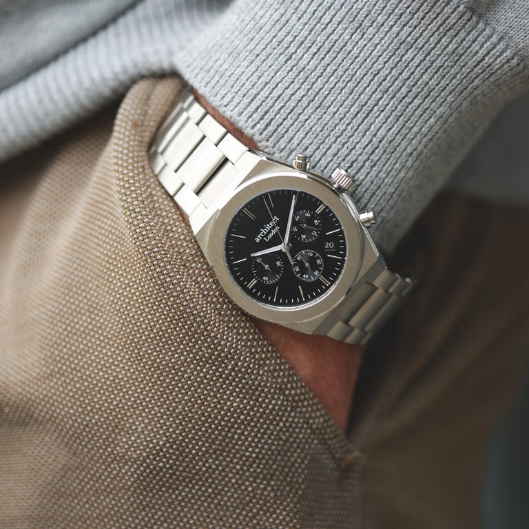 Architect Orbix Men s Personalised Chronograph Watch - Handwriting Engraving on Stainless Steel Casing