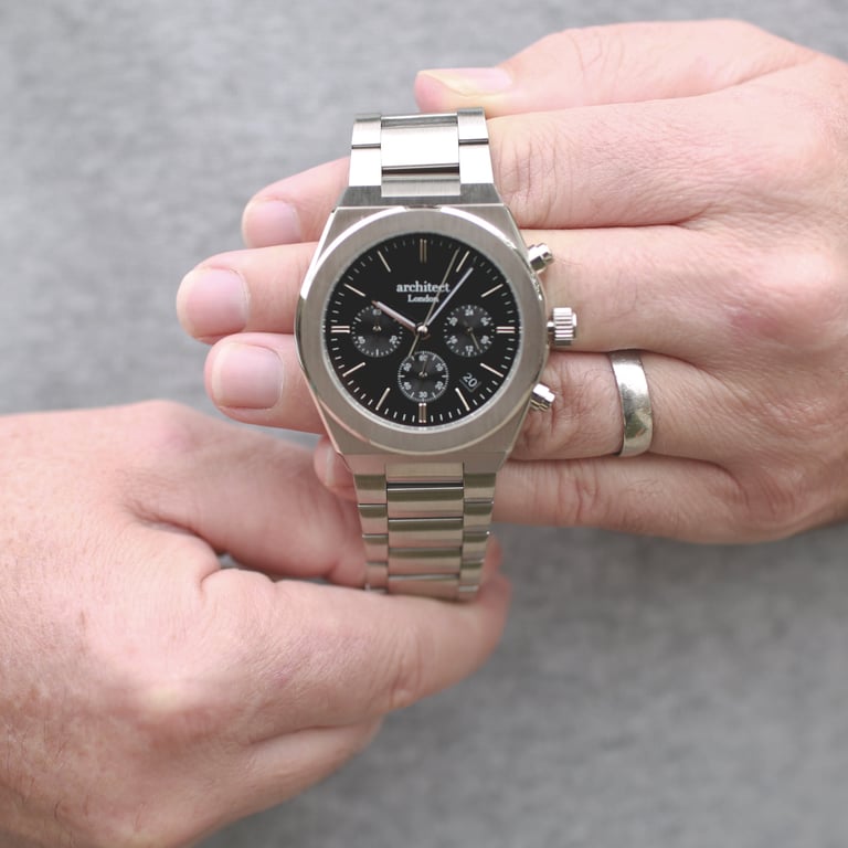 Architect Orbix Men s Personalised Chronograph Watch - Handwriting Engraving on Stainless Steel Casing